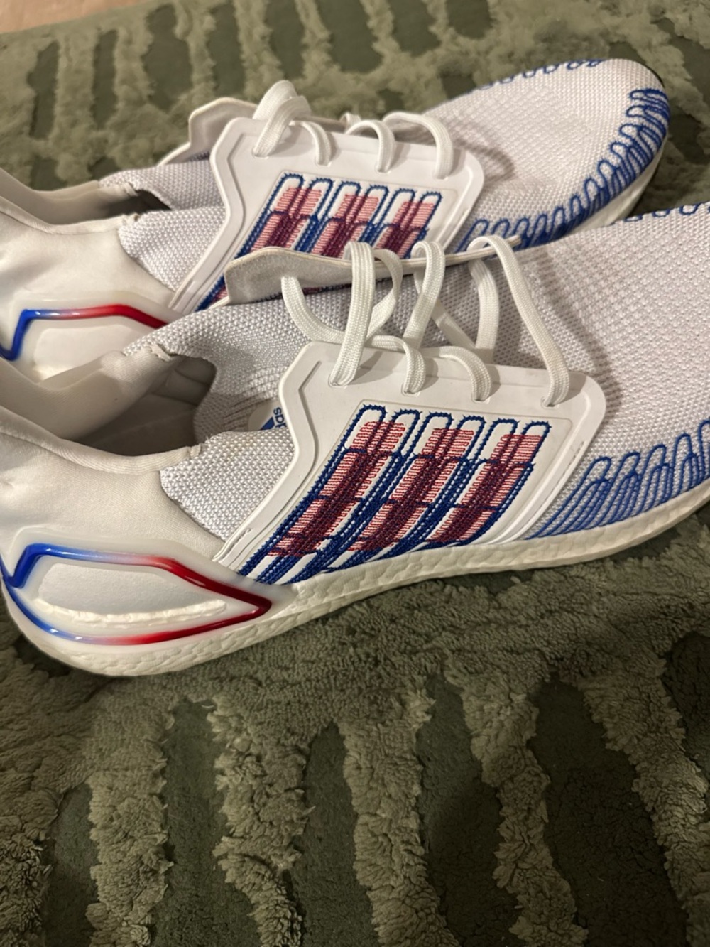 adidas White Primeblue Knit Sneakers with Blue & Red Details - Picture 6 of 6